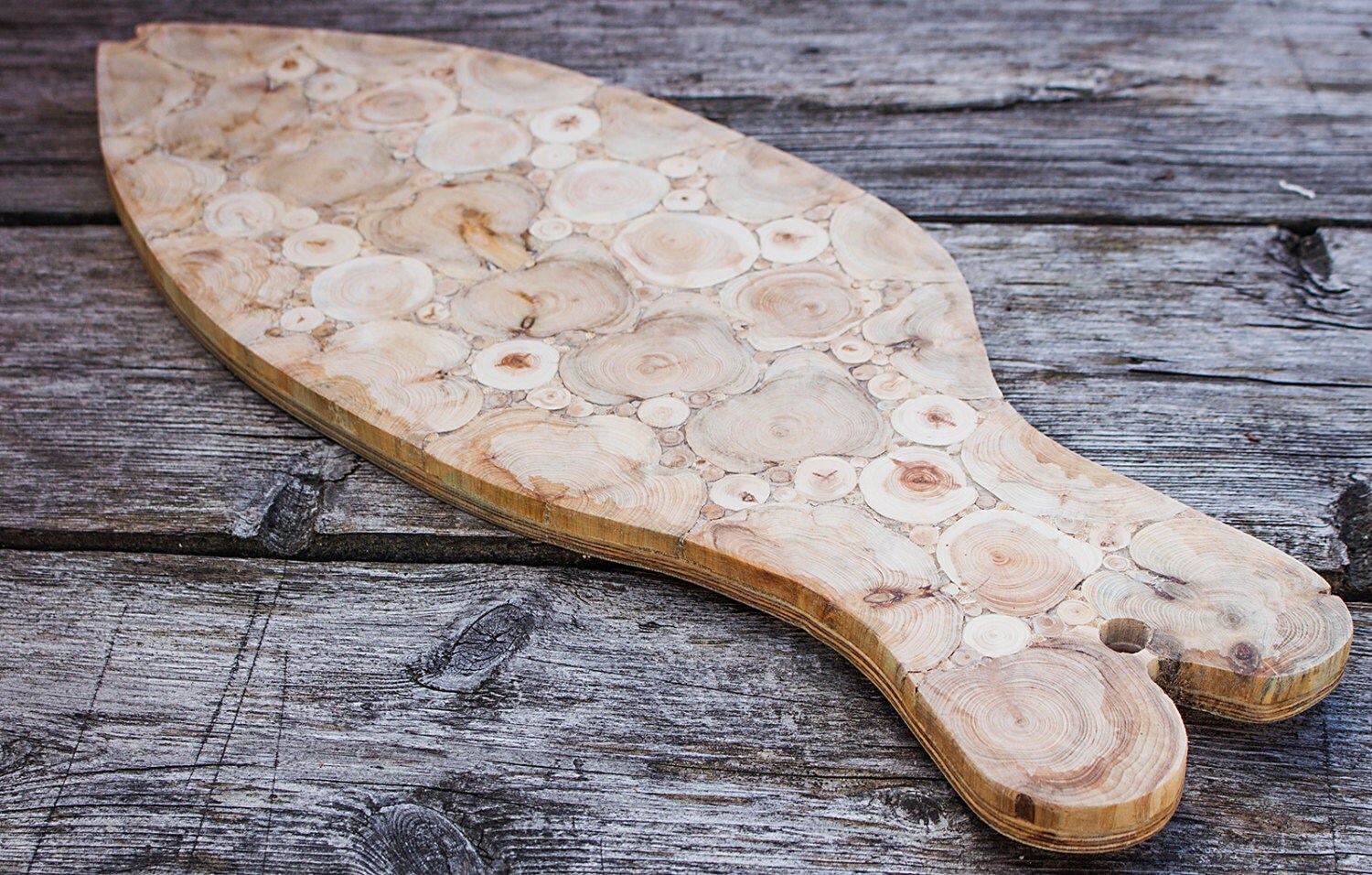 Juniper Wood Cutting Board Fish Natural Handmade Breadboard