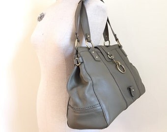 Banana Republic Purse - Tote Bag - Vintage Shoulder Bag - Sage Green Bag - Leather Purse
