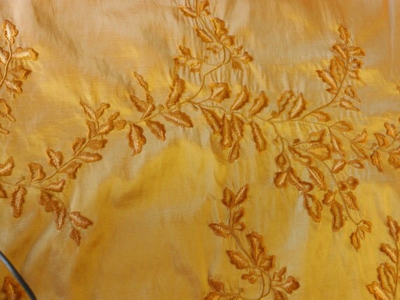 Fabric by the yard silk tone on tone embroidered with vines