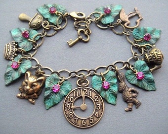 Alice in Wonderland Charm Bracelet - Alice in Wonderland Bracelet - Alice in Wonderland Jewelry - Fairy Tale Jewelry - Fairy Tale Bracelet