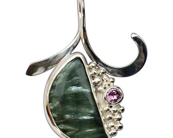 Serifinte, Pink Topaz and Sterling Silver Pendant psrfh2672