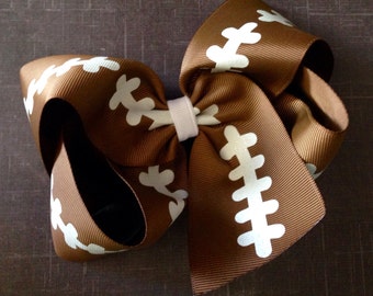 Football Brown Big 6 Inch Twisted Boutique Bow