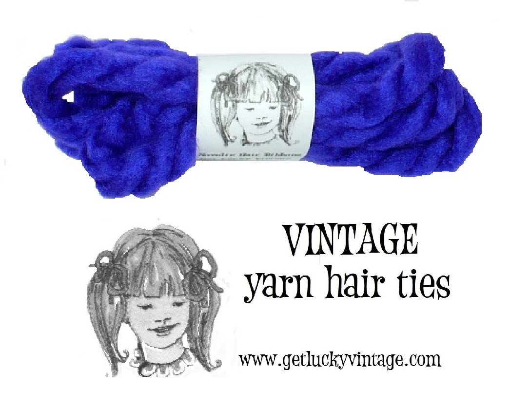 Purple Yarn Hair Ties Vintage 1970's Yarn Hair Ribbons