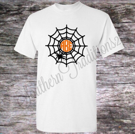 Monogram Halloween Shirt Halloween Shirt Spider Web Tshirt