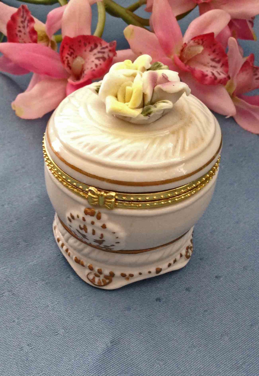 Hinged Trinket Box Rose Trinket Box China Hinged Box MINT