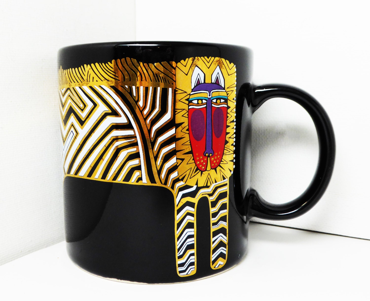 Laurel Burch Mug Zebra Lion Coffee Cup Vintage Designer