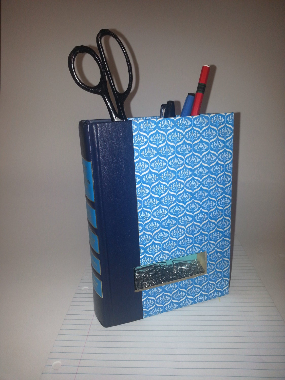 Desk Organizer Recyled Book Pencil Holder Upcycled