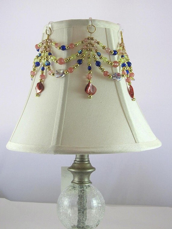 Lamp jewelry for your lampshade. Beaded cover with by SueMatzke