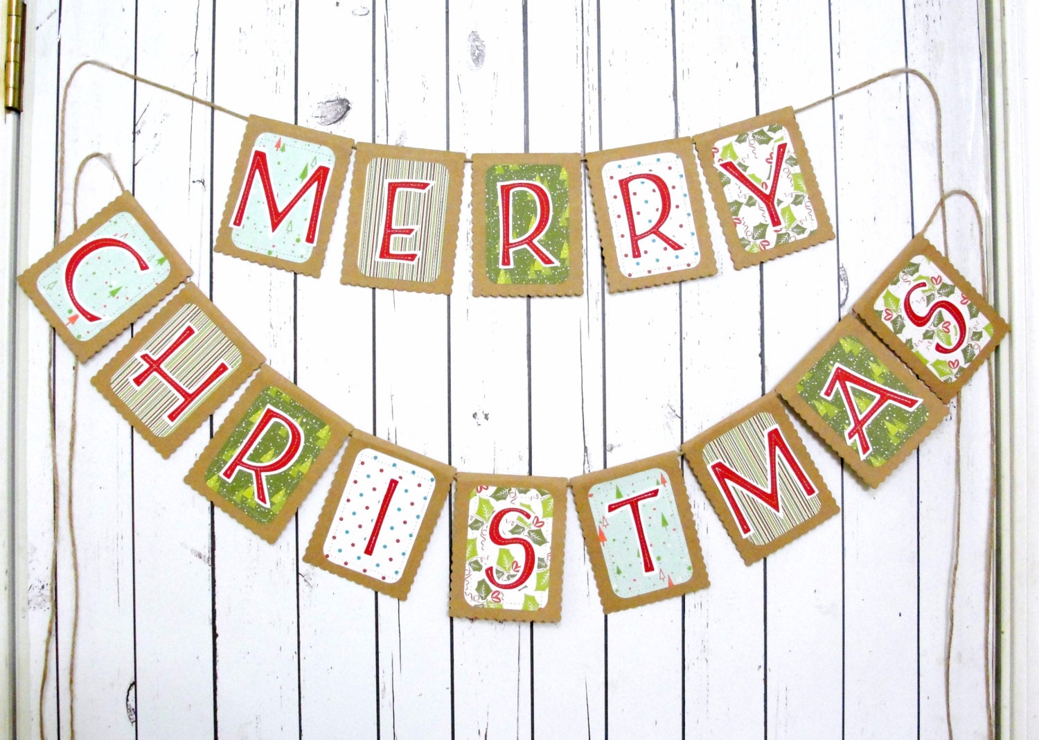 MERRY CHRISTMAS Garland Holiday Banner Rustic by YourBannerDay