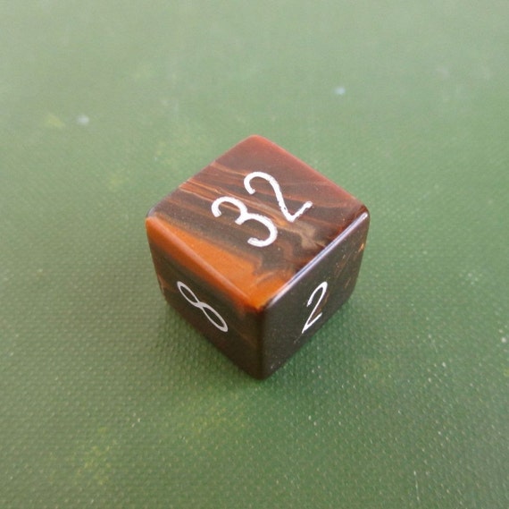 Bakelite Backgammon Doubling Cube Vintage Marbled Brown by lucra