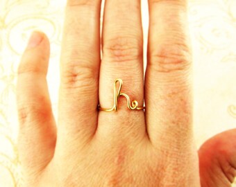 Letter Ring, Initial Ring, 14K Gold or Sterling, A - Z Letters Custom Made Simple Ring Pinky Ring Bridesmaid Thank You Ring Gift Under 10