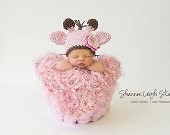 Dusty Rose Photography Prop Baby Blanket Pale Pink Newborn Photo Prop Light Pink and Cream