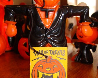 Rare E. Rosen Jack "O" Lantern Scarecrow with Tag! Meow! Candy Holder