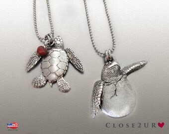 Sea Turtle and Hatchling Necklaces