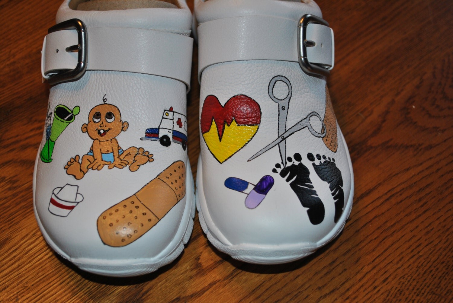 new Custom Hand Painted PEDS Nurses clogs sold