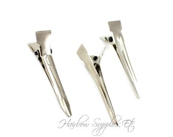100 SINGLE Prong Alligator Clips BASIC 1-3/4 inches (45 mm) - Alligator Clips, Alligator Hair Clips, Alligator Clips Bows, Hair Clips Girls