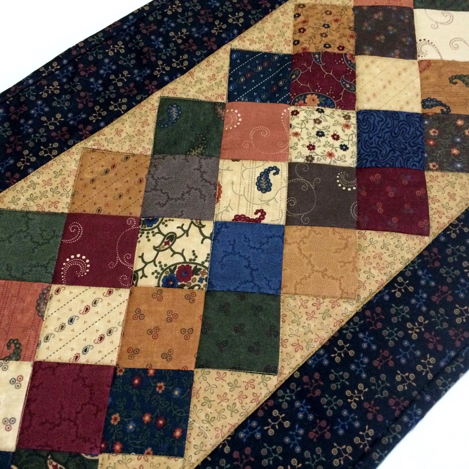 Primitive Quilted Table Runner Quilted Table Topper Country