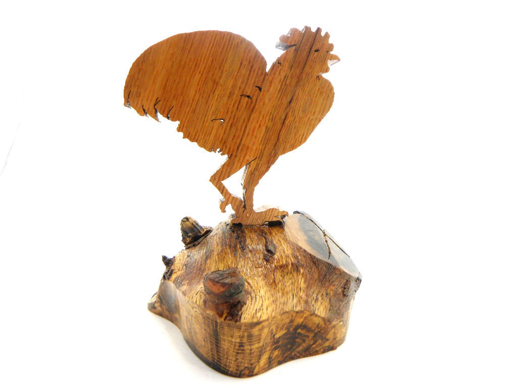 wooden rooster statue