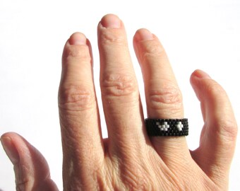 Semicolon Bead Ring, Suicide Awareness Prevention, Beaded Peyote Ring Seed Bead Ring, Statement Inspiration Ring, for Men Women Teens
