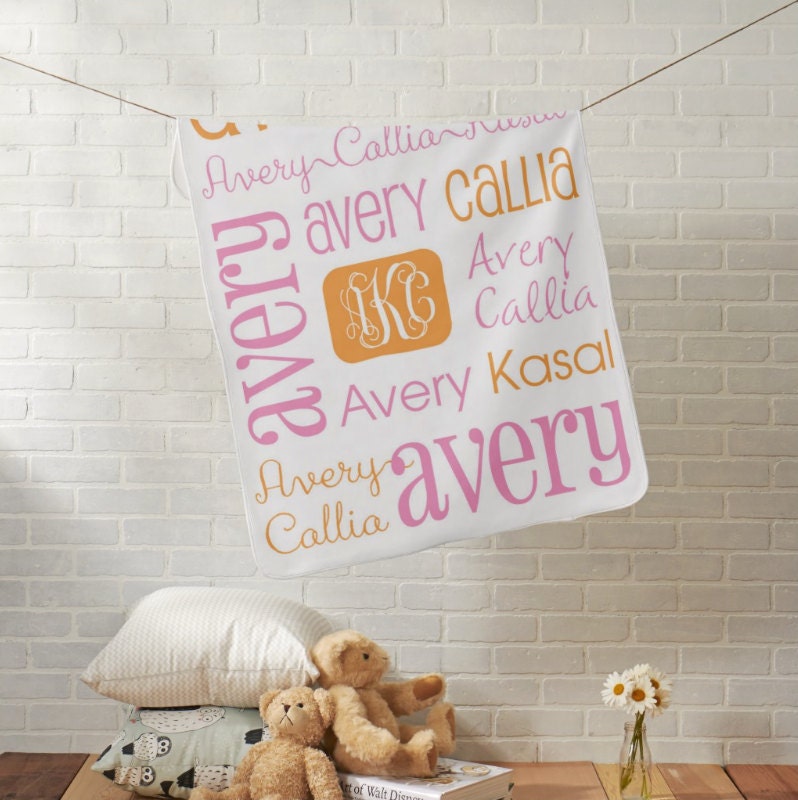 Monogrammed Baby Blanket New baby Gift Name by LoveyDoveyCreations