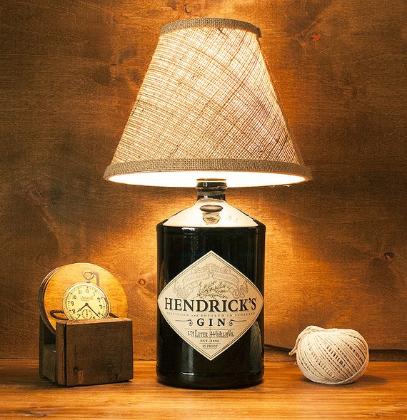 Upcycled Glass Hendricks Gin Bottle Lamp Light Free by BrewLamps