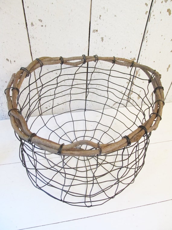 Wire Art Basket Handmade Nature Inspired With Vine Top