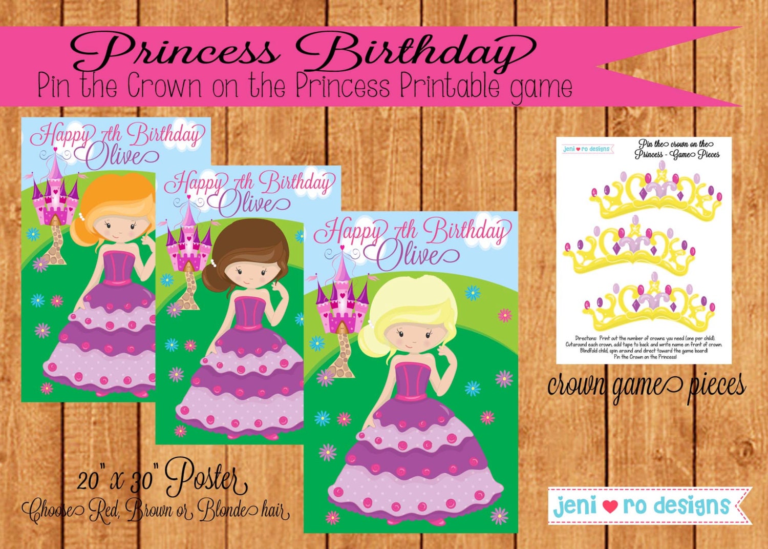 Pin the Crown on the Princess Printable Birthday Game
