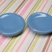 Dollhouse Miniature plates 2pcs blue 20mm cornflower kitchen dishes 1:12 scale ceramic Made in USA custom glaze colors available