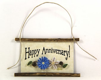 Happy Anniversary, Paper Quilled Magnet 506, Husband Wife Gift, Kitchen Decor, Anniversary Ornament, 3D Paper Quilling, Couples Gift