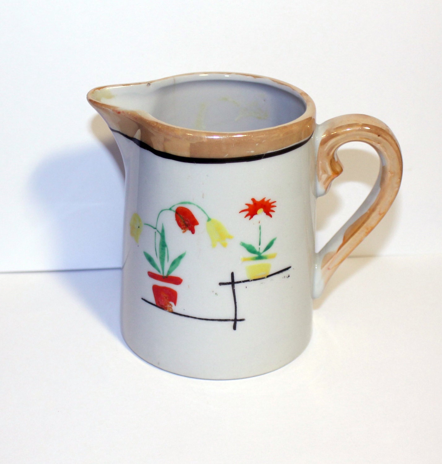 Vintage Garden China Pitcher Made in Japan Flower Pitcher