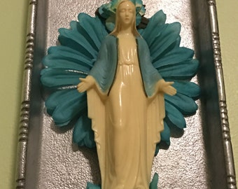 Virgin Mary Shrine St. Mary Mother of Mercy shrine Mary Altar assemblage mixed media art nicho Virgin Mary altar