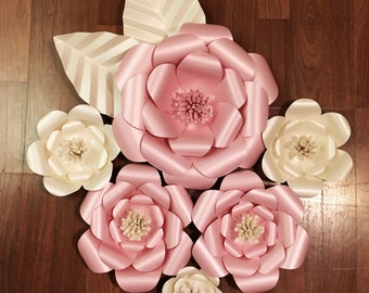 3D Wall Flowers - Large Paper Flower Set of 6 - Custom Colors Available