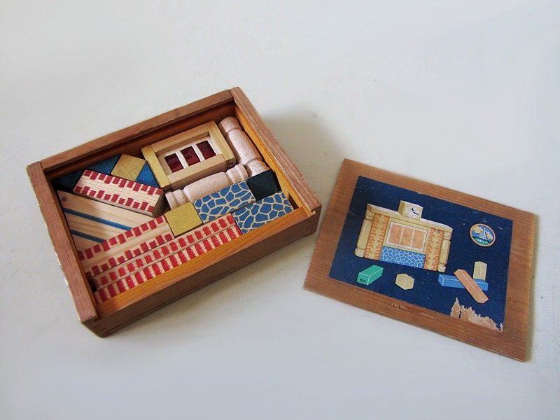 Vintage Wooden Construction Toy