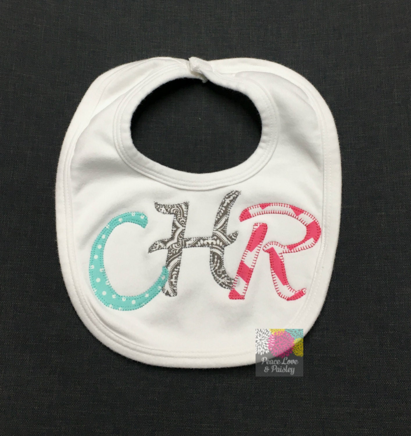 Personalized Baby Bib Initial Bib Name Bib by PeaceLoveandPaisley