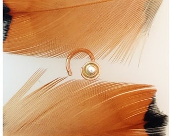 Indira. Beleaf Jewley Rose Gold nose stud. Philtrum/Medusa Piercing . 14k Rose Gold/Argentium Silver rose gold Indian NoseStuds.