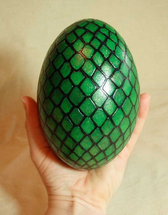 Green and bronze real Dragon Egg made from real emu eggshell.