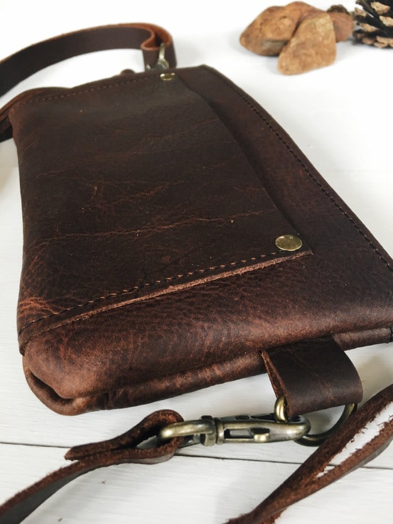 leather fanny pack leather hip bag brown leather belt bag