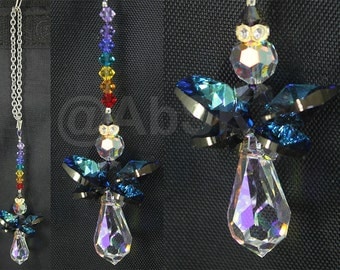 Swarovski BERMUDA BLUE Guadian Angel Car Charm Crystal Suncatcher (DS72)