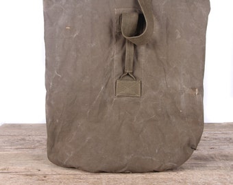 Vintage 1957 German Military Duffle Canvas Green Bag / Retro Military Bag / Stylish Gift For Him / Travel Luggage / Authentic Army Bag