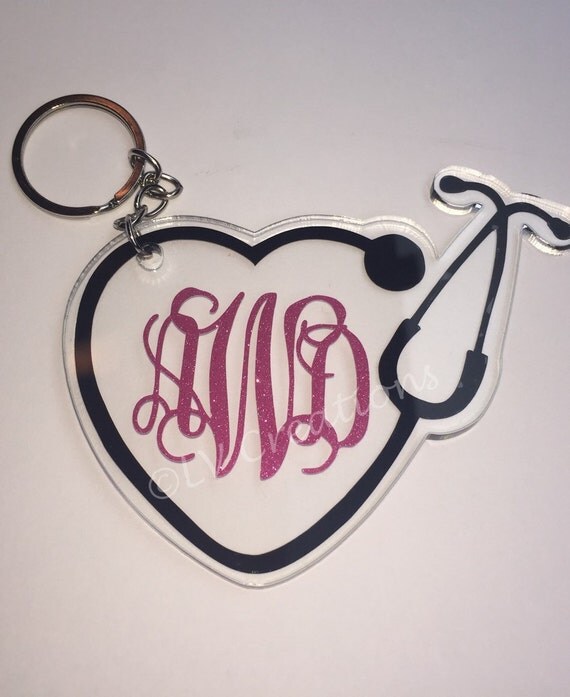 Personalized Stethoscope Keychain One or Three Initials