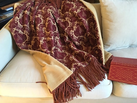 Tapestry Throw Burgundy Medallions Luxurious Throw Blanket