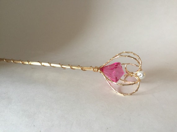 Dark Pink jewel princess scepter with pearl ultimate