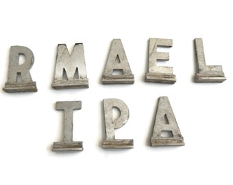 Small Metal Lettersletter R4 Galvanized Metal By Theshabbystore