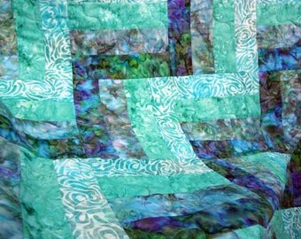 Batik Patchwork Quilt, Tranquility by PingWynny Made To Order