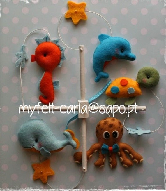 Sea Animals Mobile Felt Baby Crib Mobile Baby by feltcutemobile