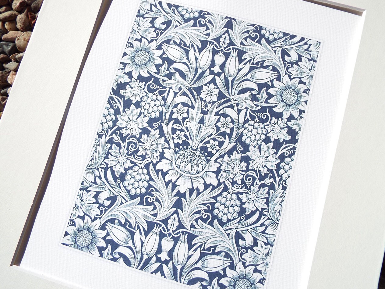 William Morris Navy Blue Botanical Wallpaper Pattern 1