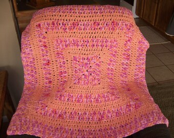 Blanket,Afghan,Crib,Car Seat,Stroller,Afghan,Baby,Girl,Girls,Infant,Photo Prop,Shower,Pink,Peach,Crocheted,Toddlers