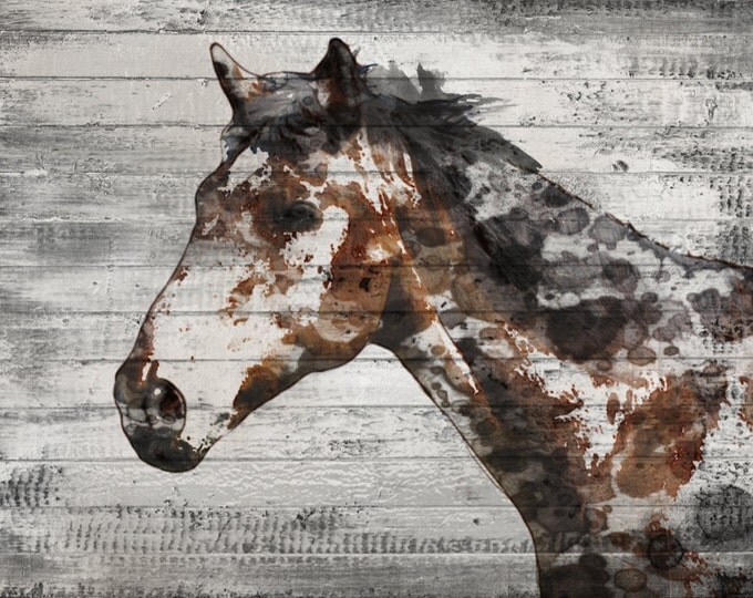 Mister X, Horse. Extra Large Horse, Horse Wall Decor, Brown Rustic Horse, Large Textured Canvas Art Print up to 72" by Irena Orlov