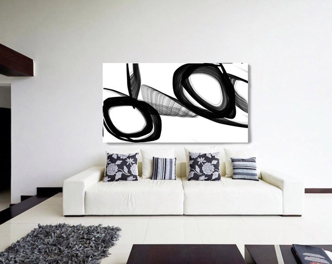 Abstract Expressionism in Black And White 8. Unique Abstract Wall Decor, Large Contemporary Canvas Art Print up to 72" by Irena Orlov