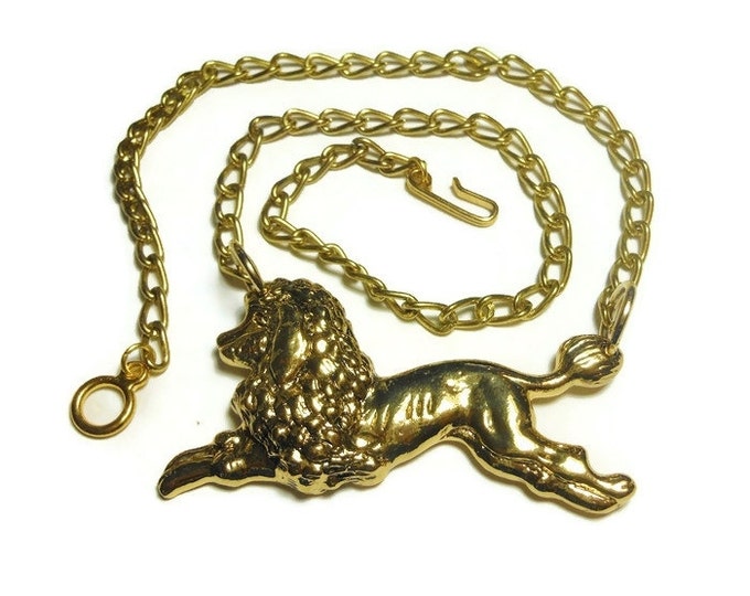 Gold poodle necklace, gold tone chain with gold over pewter poodle focal, figural chain necklace, animal lovers gift, groomer, owner